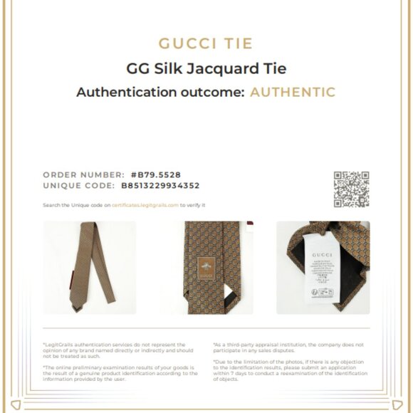 NWT Authentic Gucci GG 100% Silk Jacquard Neck Tie in Dark Brown/Brown - Picture 8 of 8